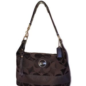 Coach Signature Sateen Hobo Satchel Brown